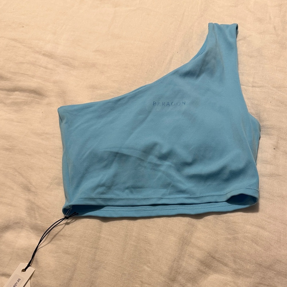 Paragon Blue One-Shoulder Crop Top